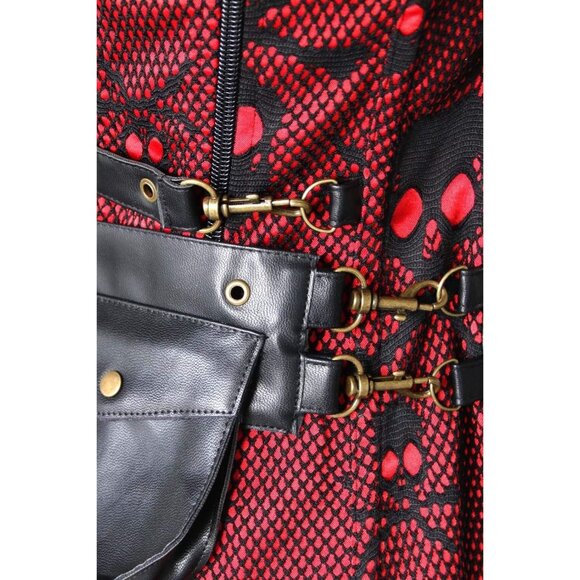 Women First Black\RED Steampunk Vintage Spiral Steel Boned Corset Bustier - Picture 4 of 6